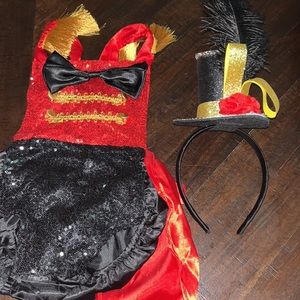 Halloween Ringler outfit gold red black top hat included